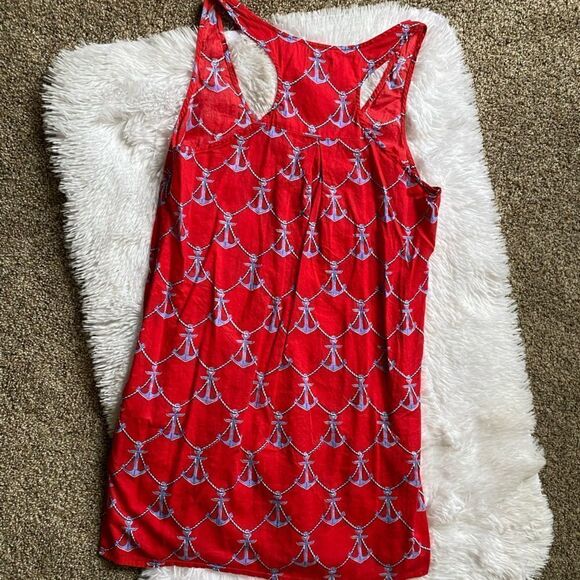 Mud Pie Dress Anchor Nautical Lightweight Thin Red White Blue Women’s Sz Medium - Picture 3 of 7